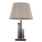 Table Lamp Chrome And Gray Fabric Material (With Shade