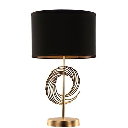 Table Lamp Gold And Black Fabric Material (With Shade