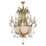 Asfour - Alabaster Chandelier - 10 Bulbs - Gold Oxide - Ball Clear