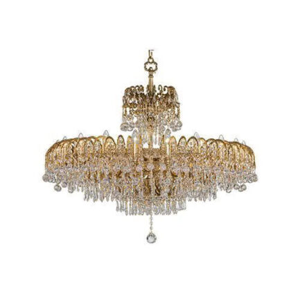Asfour - Royal Chandelier - 30 Bulbs - Gold Oxide - Ball & Drop Clear
