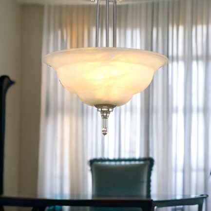 Alabaster Pendant Light - 3 Bulbs - Chrome