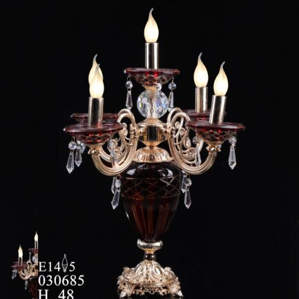 candlestick red lampshade