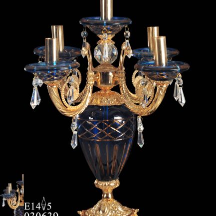 candlestick blue lampshade